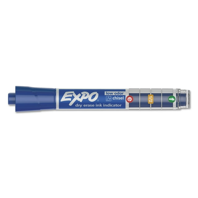 EXPO Ink Indicator Dry Erase Marker, Chisel Tip, Blue, Dozen