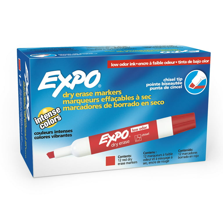 EXPO Low-Odor Dry-Erase Markers, Chisel Point, Blue, Pack Of 12