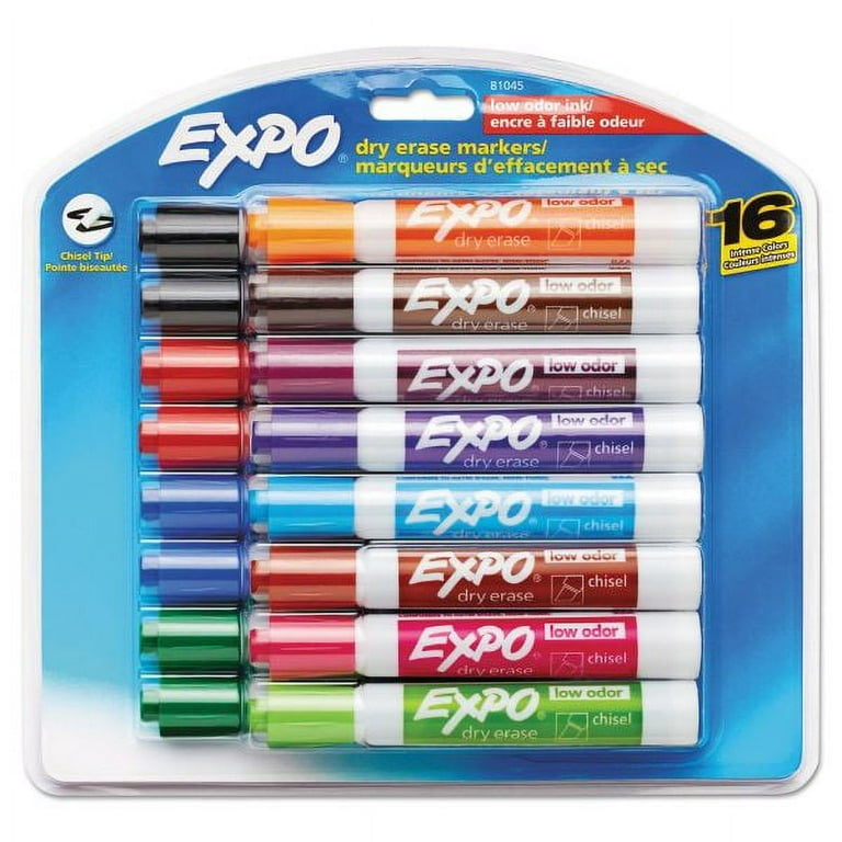Low-Odor Dry-Erase Marker, Broad Chisel Tip, Assorted Colors, 16/Set Low-Odor Dry-Erase Marker, Broad Chisel Tip, Assorted Colors, 16/Set