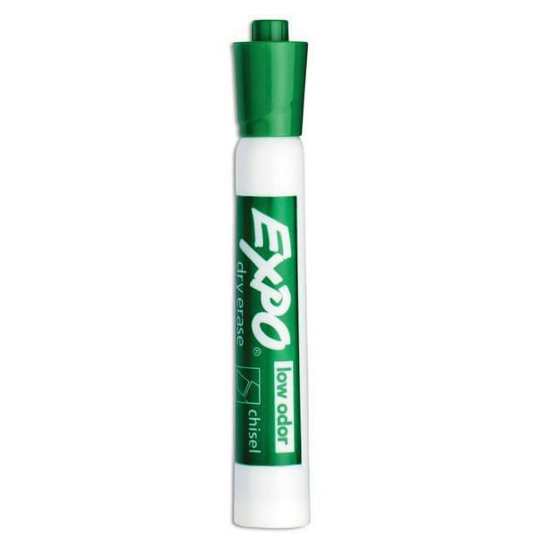 EXPO LowOdor DryErase Marker, Broad Chisel Tip, Green, Dozen