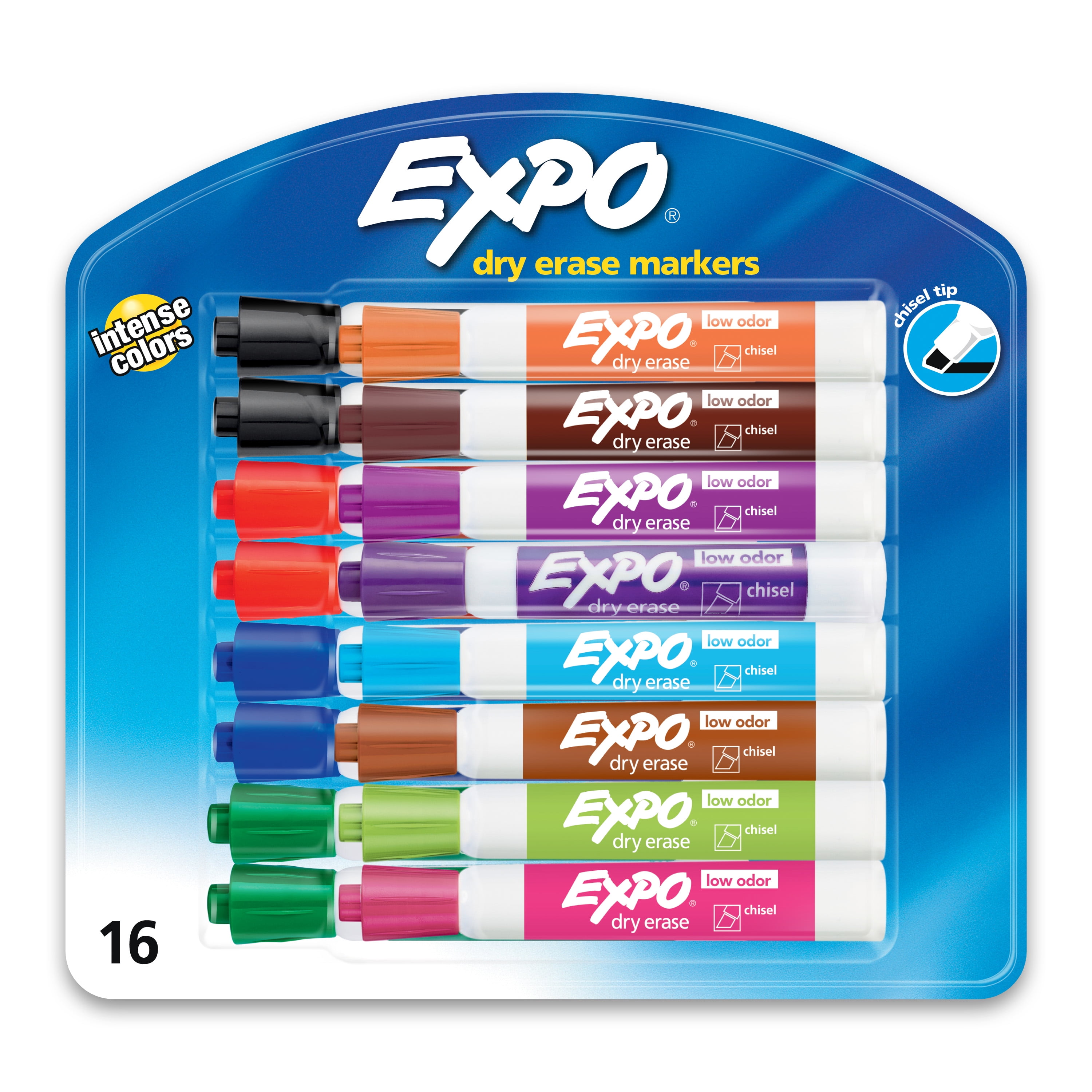 EXPO Dry Erase Markers, Low Odor Fine Tip, Assorted Vibrant Colors, Pack of  21