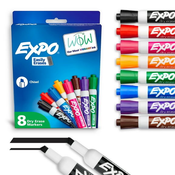 EXPO Dry Erase Markers, Chisel Tip, Assorted Colors, 8 Count