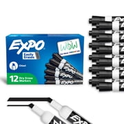 EXPO Dry Erase Markers, Chisel Tip, Black, 12 Count