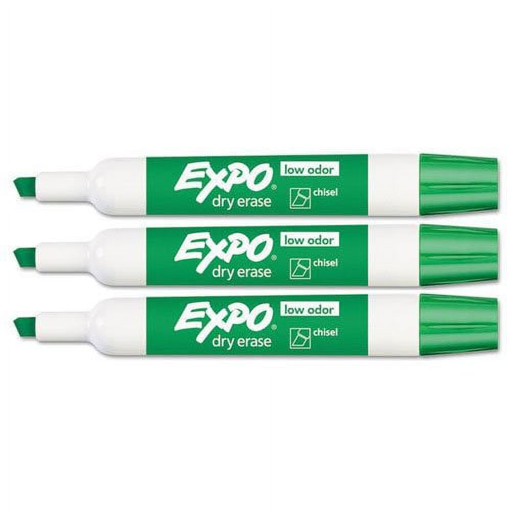 EXPO Low Odor Dry Erase Marker, Chisel Tip, Green, 3 Markers Per Order (80004)