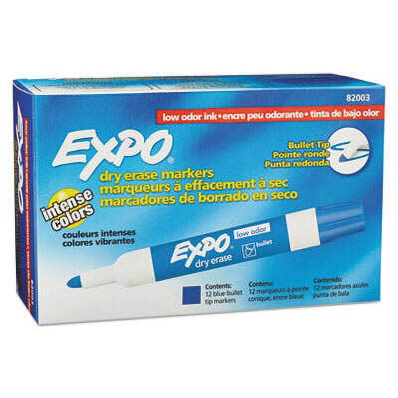EXPO Low-Odor Dry-Erase Marker, Medium Bullet Tip, Blue, Dozen (82003)