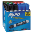 thumbnail image 1 of EXPO-1PK Low-Odor Dry-Erase Marker Value Pack, Broad Chisel Tip, Assorted Colors, 36/Box, 1 of 3