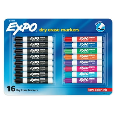 EXPO Low Odor Dry Erase Markers, Chisel Tip, Assorted Colors, 16 Count