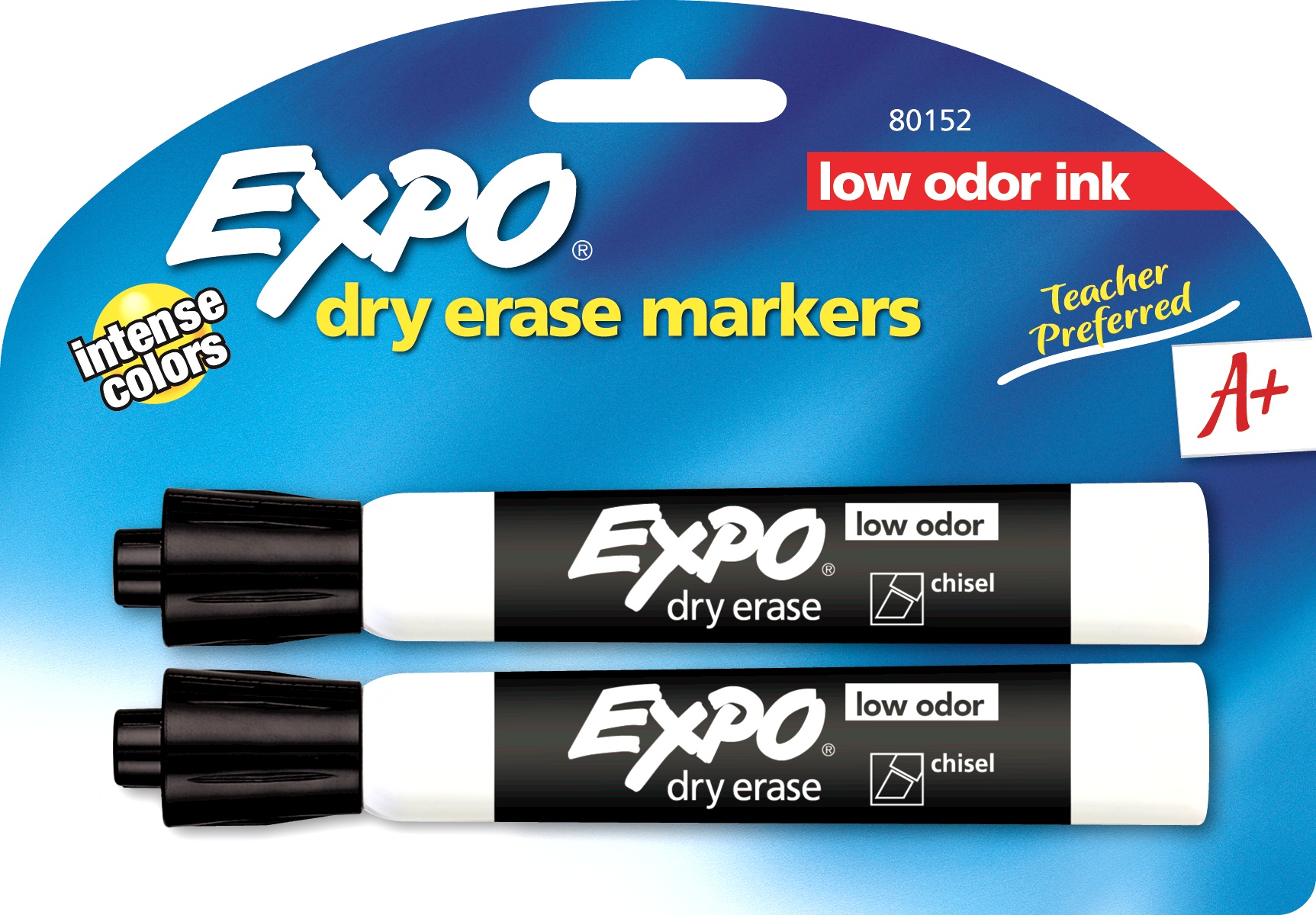 Expo Markers, Dry Erase, Low Odor Ink - 2 markers