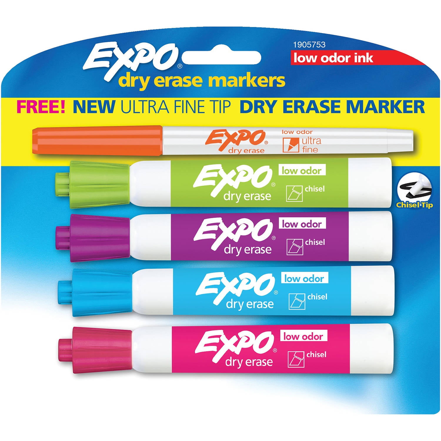EXPO Low Odor Dry Erase Markers, Chisel & UltraFine Tips, Assorted