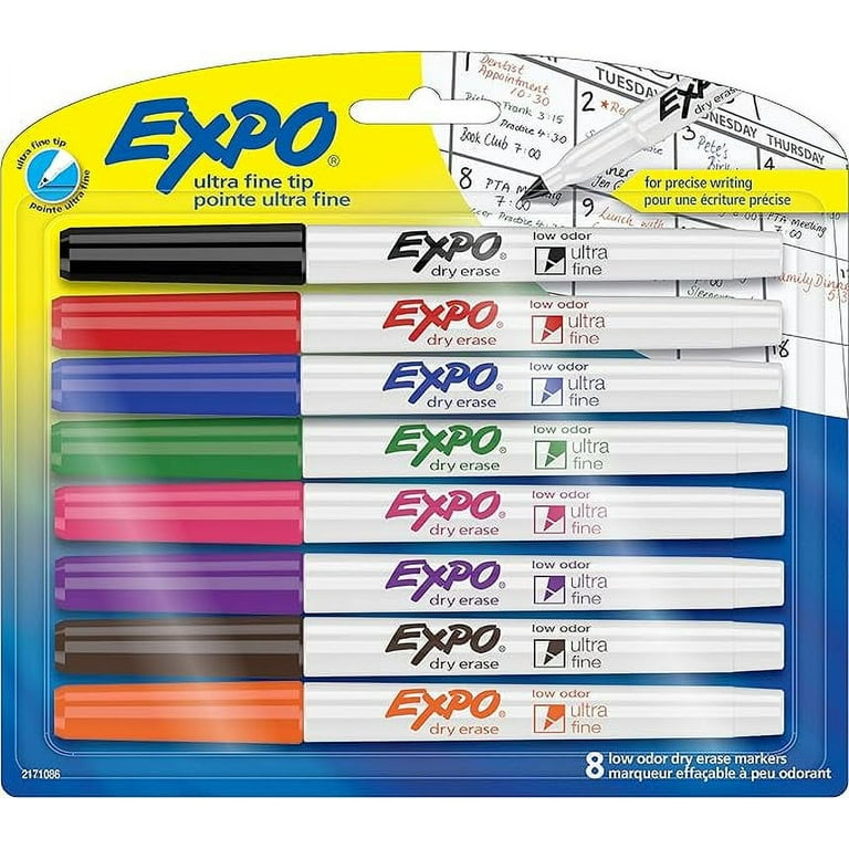 Expo - Pack of 8 Low Odor Ultra Fine Tip Dry Erase Markers, Black, Blue,  Brown, Green, Orange, Pink, Purple & Red - 57433229 - MSC Industrial Supply