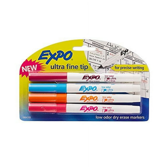EXPO Low-Odor Dry Erase Markers Ultra Fine Tip Fashion Colors 4-Count
