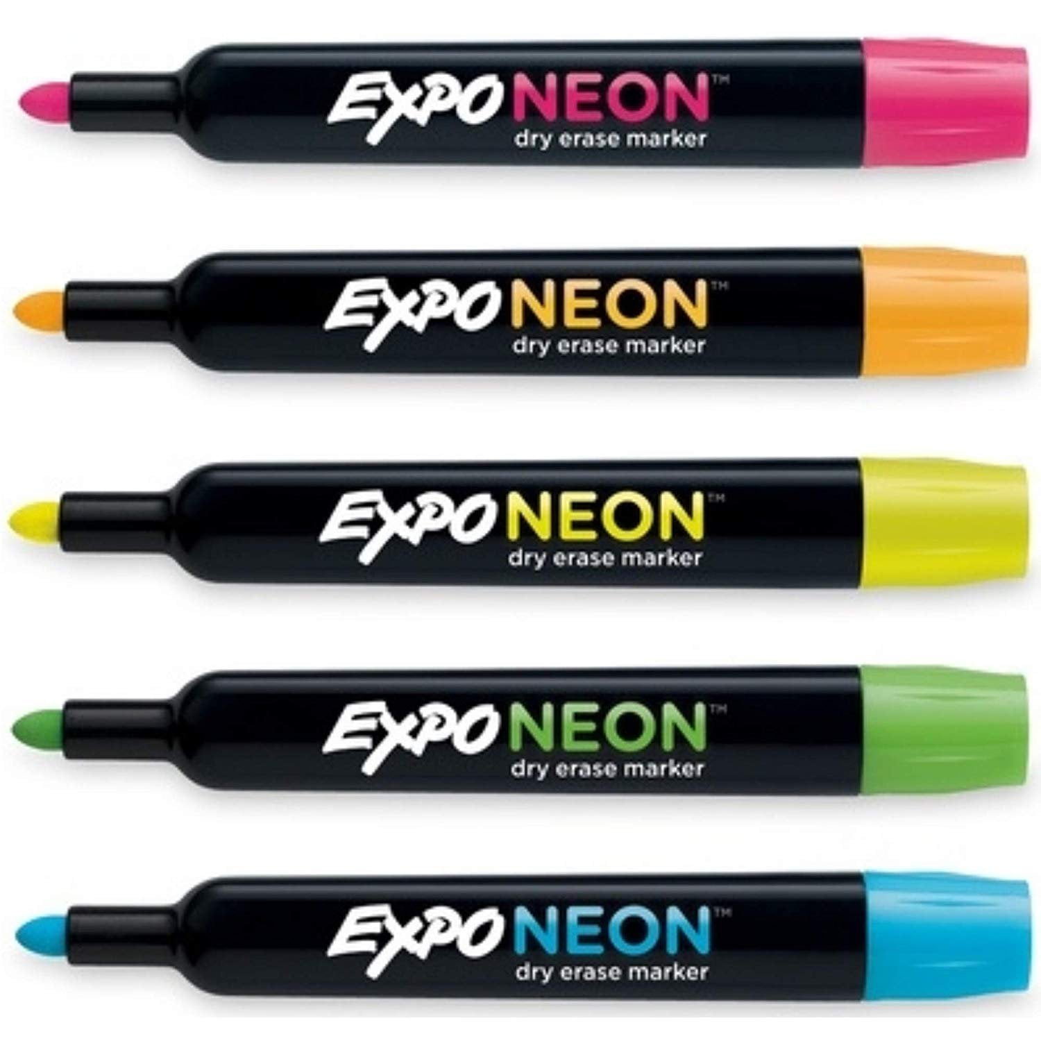 EXPO Neon Dry Erase Marker, Bullet Tip, Assorted, 5 per Set