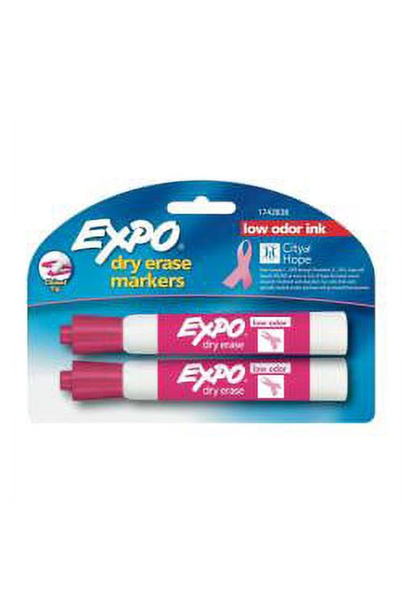 (R) Low-Odor Dry-Erase Pink Ribbon Markers, Chisel Point, Pink, Pack Of 2