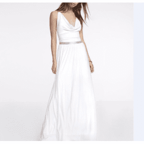 EXPRESS BACKLESS MAXI DRESS Long Silver Trim White Medium