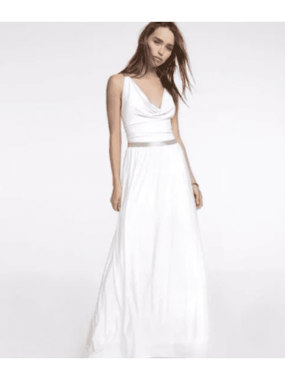 BACKLESS MAXI DRESS Long Silver Trim White