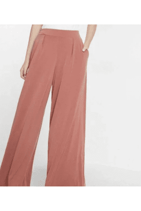 Pink High Waisted Jersey Knit Wide Leg Dress Pants XS