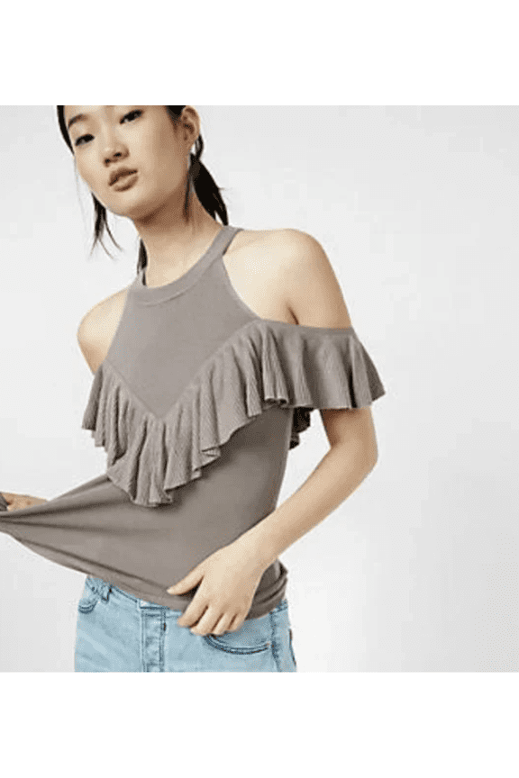 Ruffle Cold Shoulder Sweater XS