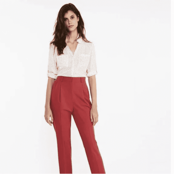 EXPRESS Slim Fit Button-Up Portofino Shirt Blouse