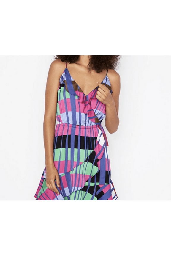 Striped Ruffle Wrap Cami Dress
