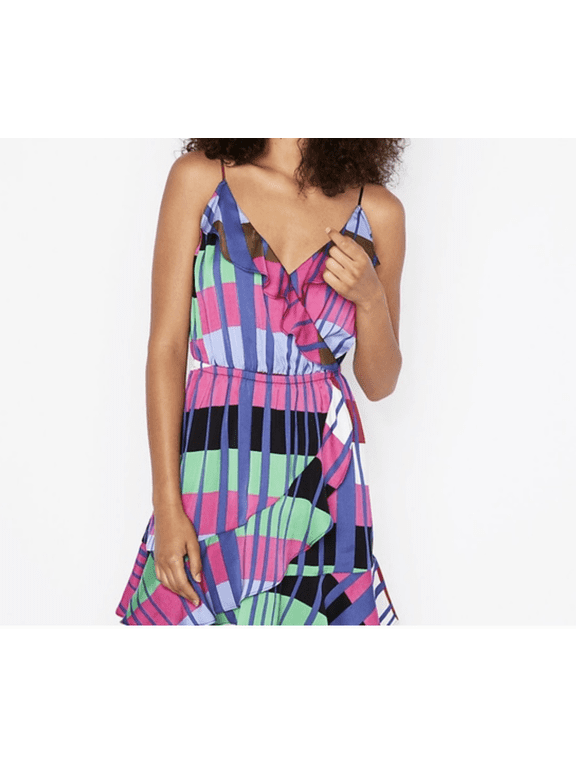 Striped Ruffle Wrap Cami Dress