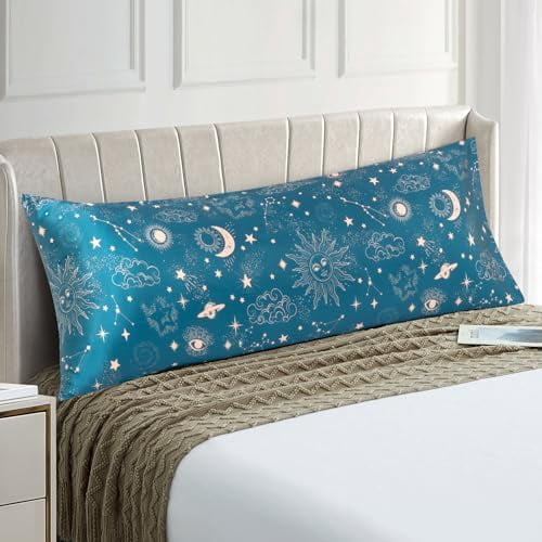 EXQ Home Satin Pillowcase for Hair Printed Sun Pillowcase Body Pillow Pillowcase, Super Soft Silky Body Pillow Cover Similar to Silk Pillow Cases, Gifts for Women Men (20x54 inches)