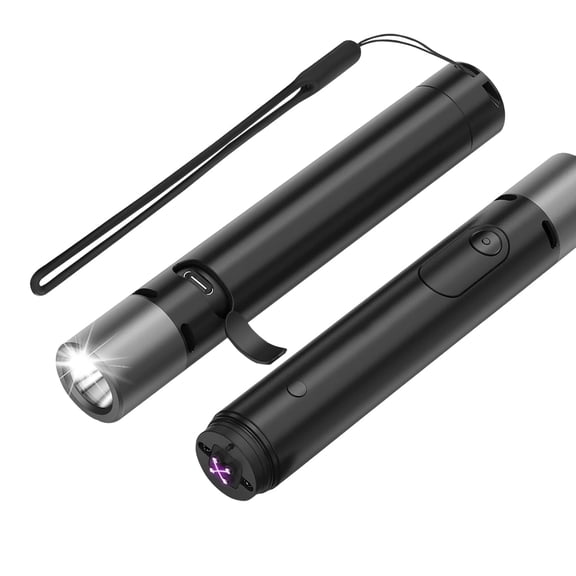 EXQSERAMC Portable Bright Flashlight 500 lumens, 150m Throw,USB C 5v Charge ,with Lighter Alarm, Lightweight Rechargeable Travel Torch for Home Walking Outdoor Camping Emergency