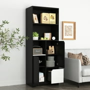 EXRACING 63 Tall Bookcase with 1 Drawer Freestanding Display Storage Shelves,Black
