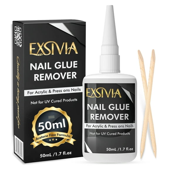 EXSIVIA Nail Glue Remover, Gentle & Odorless Non-Acetone Nail Polish Remover, 50 mL Bottle