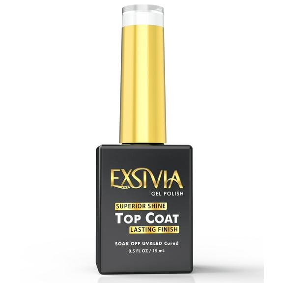 EXSIVIA Ultra Shine Fast Setting Top Coat, Chip-Resistant, Easy Soak Off, 15mL