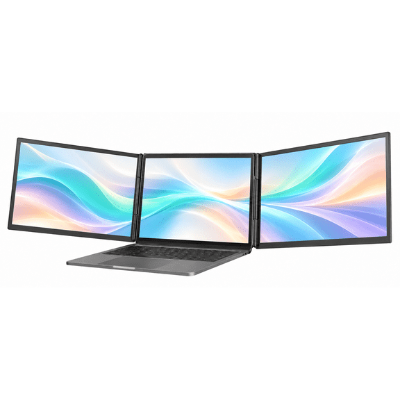 EXTARIX Dual 16" Portable Monitor Extender, 19201200 WUXGA IPS Displays, 60Hz, 350 Nits, Foldable Triple-Screen Laptop Monitor for Laptops Up to 17.3", USB-C/HDMI