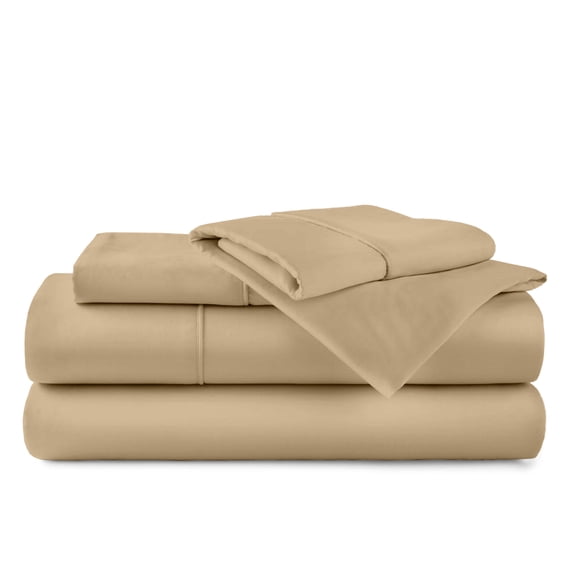 ABORN 600 Thread Count 100% Egyptain Cotton Adult Bedsheets Set, Taupe, Queen-XL 20" Deep Pocket