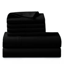 EXTRA 20" Deep Pocket, 700 Thread Count 100% Giza Egyptian Cotton Sheet, 6 PC Set [1 Flat+1 Fitted+4 Pillowcases- Twin Size, Black Color] My-Egyptian-Pillow-Sheets