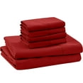 thumbnail image 1 of ABORN 600-TC 100% Egyptian Cotton Bedsheet |6-PC - Twin, Burgundy| 24" Deep Pocket, 1 of 8