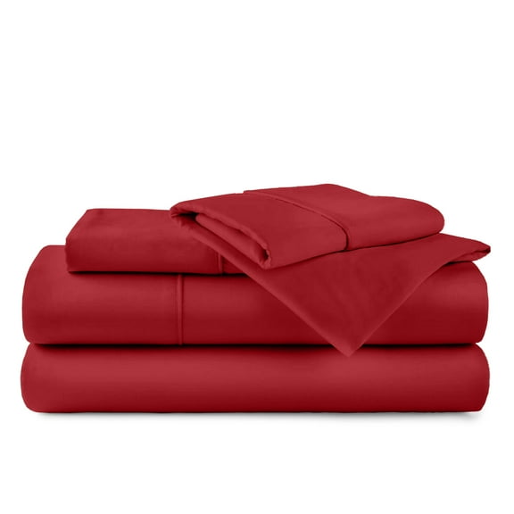 EXTRA 24" DEEP POCKET FITTED SHEET, Real 300 Thread Count 100% Egyptain Cotton Sheets Set, [4 PCs] Long-Staple Cotton [Twin Size, Burgundy Color] Breathable, Soft & Silky Sateen Weave
