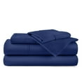 thumbnail image 1 of ABORN 24" DEEP POCKET 400-TC 100% Egyptain Cotton Adult Bedsheet [4 PCs Twin, Navy Blue], 1 of 7