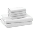 thumbnail image 1 of ABORN 600-TC 100% Egyptian Cotton Bedsheet |6-PC - Short Queen, White| 24" Deep Pocket, 1 of 8