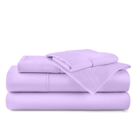 EXTRA 28" DEEP POCKET FITTED SHEET, Real 300 Thread Count 100% Egyptain Cotton Sheets Set, [4 PCs] Long-Staple Cotton [Three Quarter Size, Lilac Color] Breathable, Soft & Silky Sateen Weave