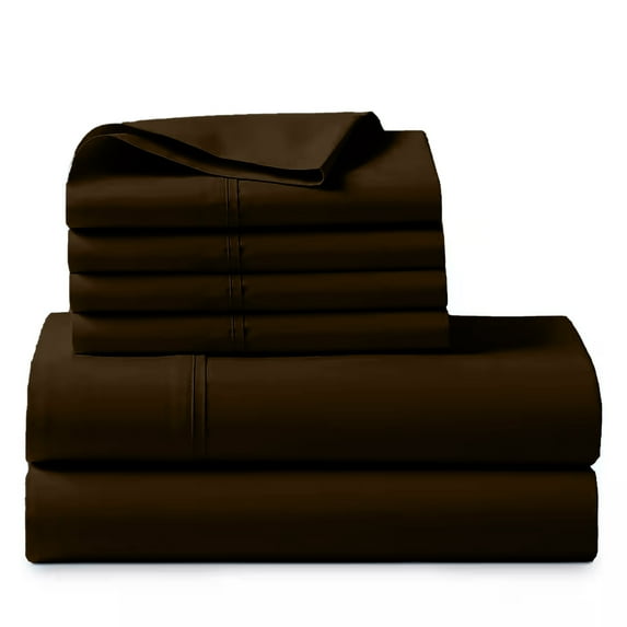1000 Thread Count, 100% Giza Egyptian Cotton - 6 PC Sheet Set - Twin Extra Long, Chocolate, 28" Deep Pocket