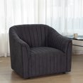 thumbnail image 1 of EXTRA COMFY Performance Velvet Channel Tufted Armchair - Dark Gray, 1 of 12