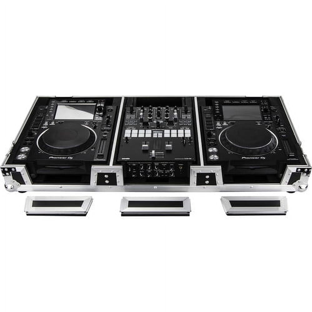 EXTRA DEEP DJ COFFIN WITH WHEELS FOR A 12" FORMAT DJ MIXER & 2 LARGE FORMAT CD/DIGITAL MEDIA PLAYERS