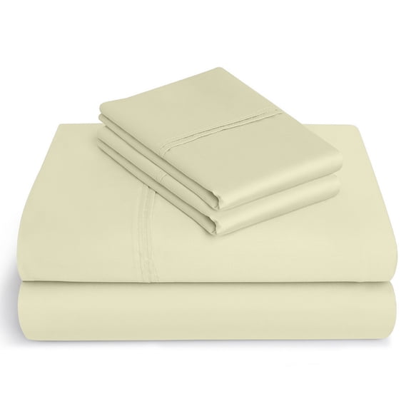 EXTRA DEEP POCKET 28 Inch of Fitted Sheet, 600-Thread-Count 100% Egyptian Cotton Sheet Set, 4-Piece - Full XL, Ivory Solid
