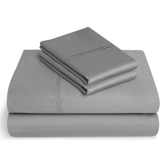 EXTRA DEEP POCKET 30 Inch of Fitted Sheet, 400-Thread-Count 100% Egyptian Cotton Sheet Set, 4-Piece - Full XL, Light Grey Solid