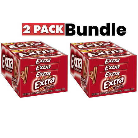 EXTRA Gum Cinnamon Sugarfree Chewing Gum, 15 Pieces Each Pack (Pack of 20)
