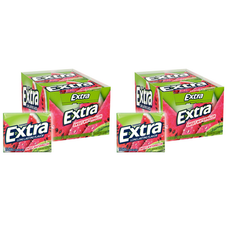 EXTRA Gum Sweet Watermelon Gum Sugarfree Chewing Gum, 15 Pieces Each Pack (Pack of 20)