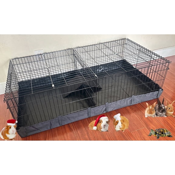 EXTRA LARGE 47" Guinea Pig Habitat Hamster Critters Rabbit Playpen With TOP COVER, Canvas Bottom, Center Divider Access Door Ramp Mouse Mice Gerbil Hedgehog Bunny Enclosure