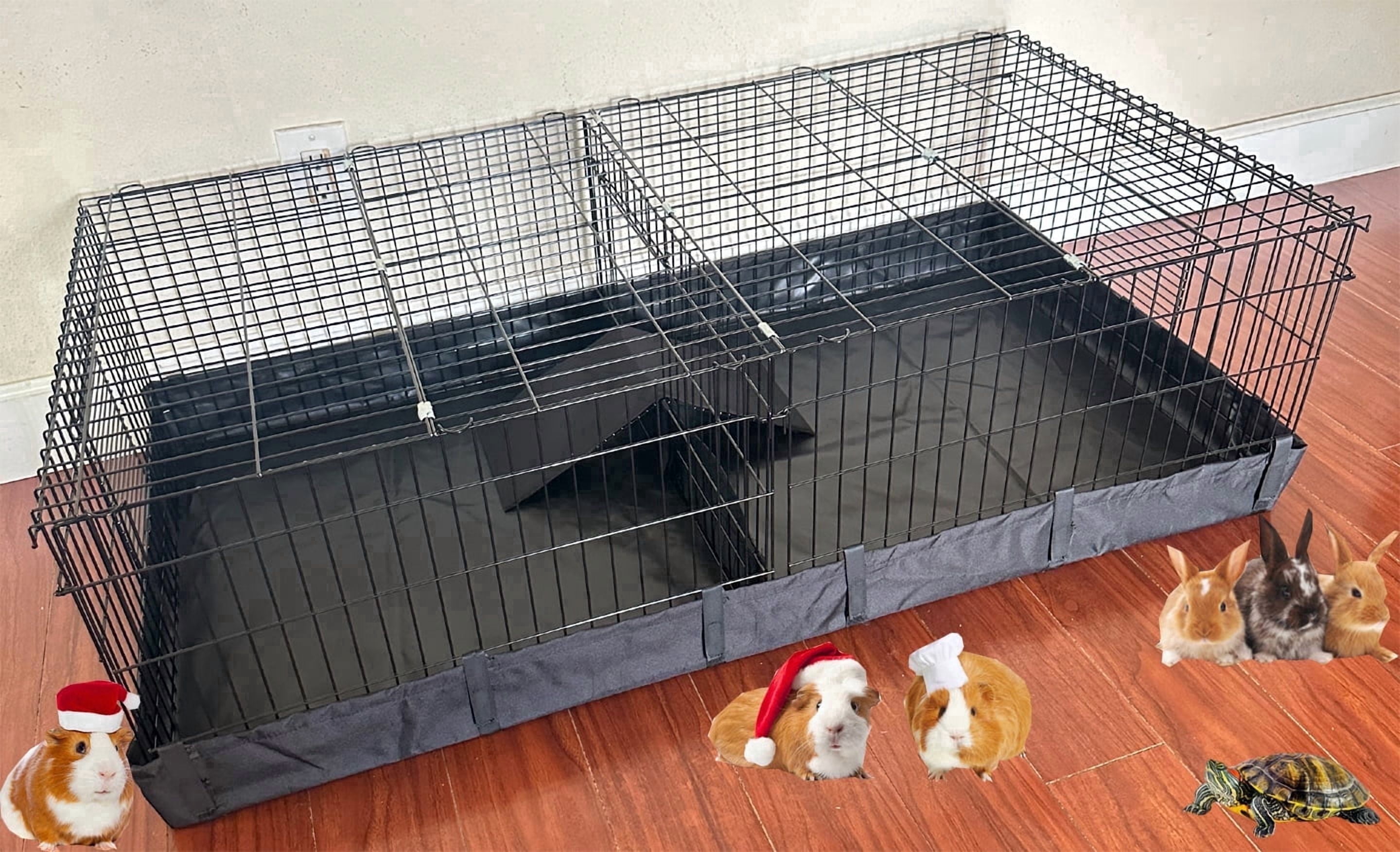 EXTRA LARGE 47" Guinea Pig Habitat Hamster Critters Rabbit Playpen With TOP COVER, Canvas Bottom, Center Divider Access Door Ramp Mouse Mice Gerbil Hedgehog Bunny Enclosure