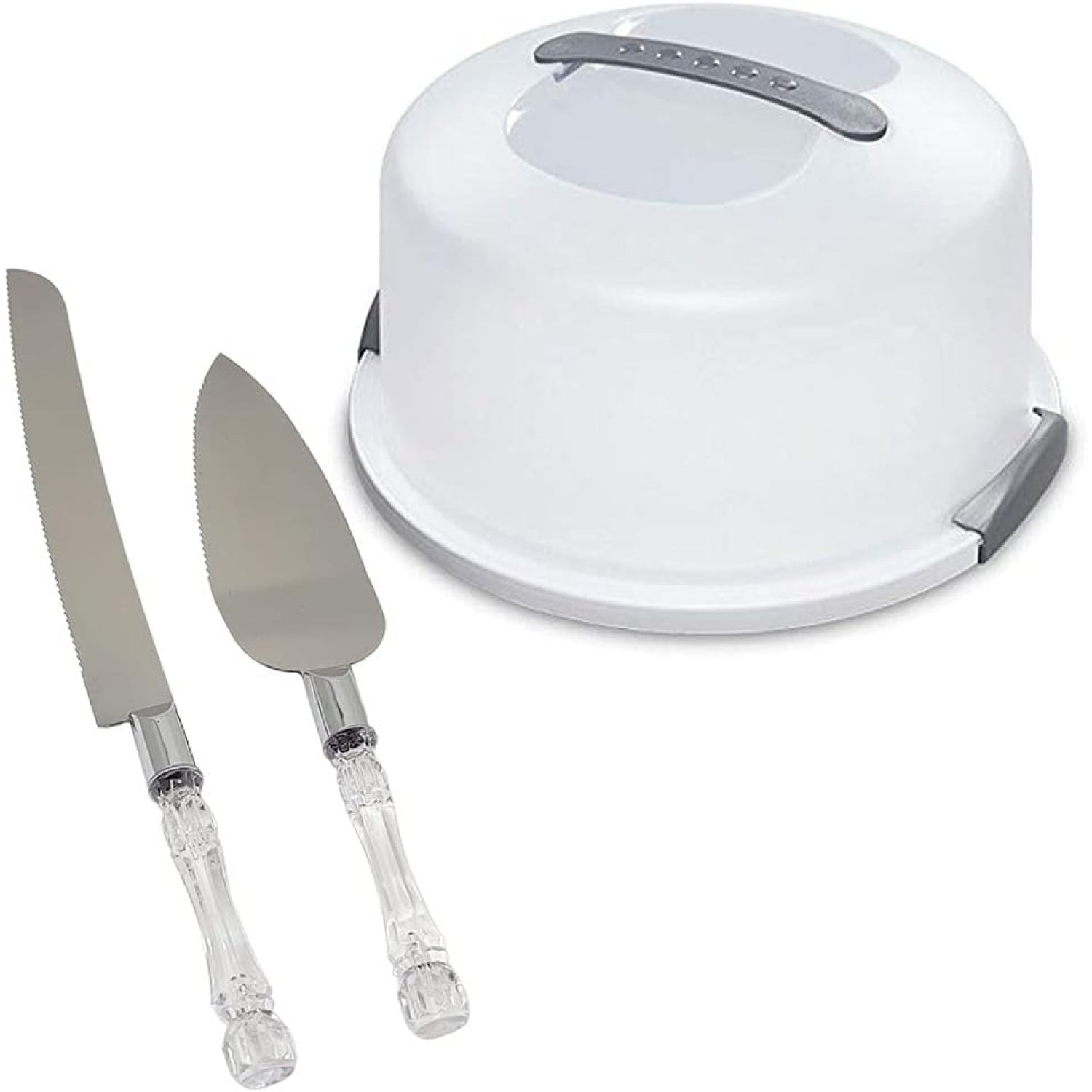 EXTRA LARGE Cake Carrier/Storage Container With Serrated Knife & Cake
