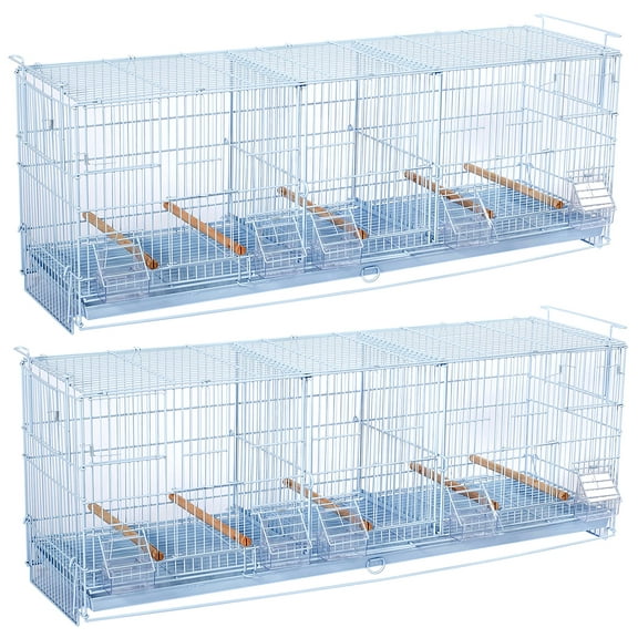EXTRA LARGE Deluxe Combo-2 of Triple Stack & Lock Breeding Breeder Flight Bird Cage with Double Center Dividers and Side Breeding Nest Box Doors Quail Aviary Canary Finch