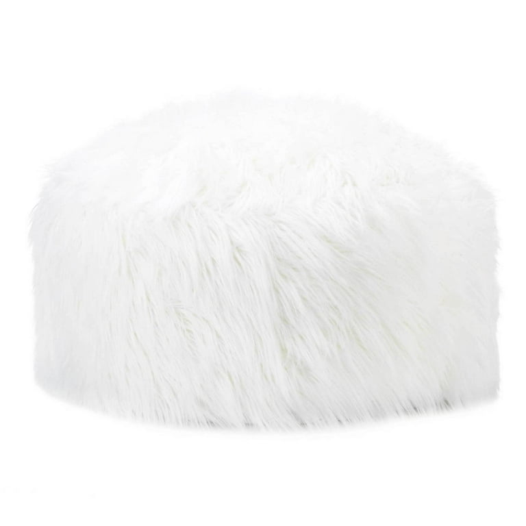 Large white fur on sale ottoman