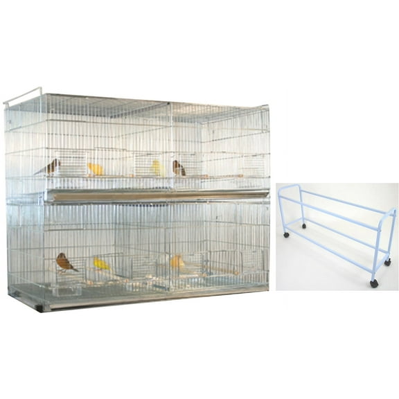 EXTRA LARGE Lot of 2 Galvanized Zinc Stack & Lock Double Breeding Breeder Flight Bird Cage Center Dividers Side Breeding Nest Doors With Rolling Stand